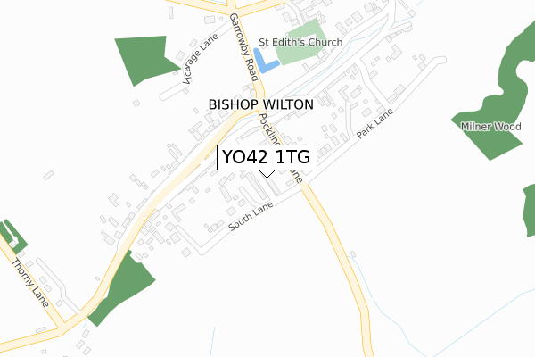 YO42 1TG map - large scale - OS Open Zoomstack (Ordnance Survey)