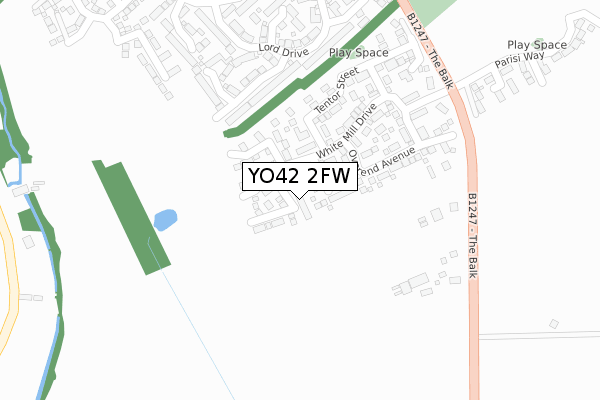 YO42 2FW map - large scale - OS Open Zoomstack (Ordnance Survey)