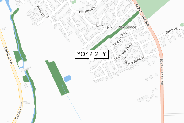 YO42 2FY map - large scale - OS Open Zoomstack (Ordnance Survey)