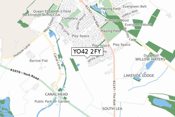 YO42 2FY map - small scale - OS Open Zoomstack (Ordnance Survey)