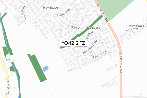 YO42 2FZ map - large scale - OS Open Zoomstack (Ordnance Survey)