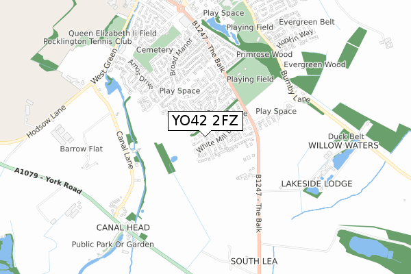 YO42 2FZ map - small scale - OS Open Zoomstack (Ordnance Survey)