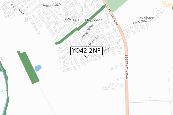 YO42 2NP map - large scale - OS Open Zoomstack (Ordnance Survey)