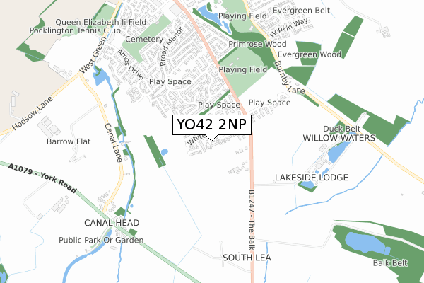 YO42 2NP map - small scale - OS Open Zoomstack (Ordnance Survey)