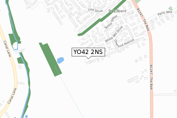 YO42 2NS map - large scale - OS Open Zoomstack (Ordnance Survey)