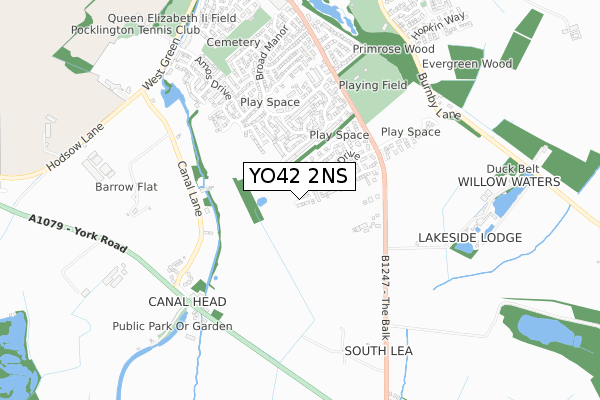 YO42 2NS map - small scale - OS Open Zoomstack (Ordnance Survey)