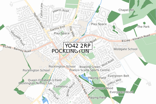 YO42 2RP map - small scale - OS Open Zoomstack (Ordnance Survey)