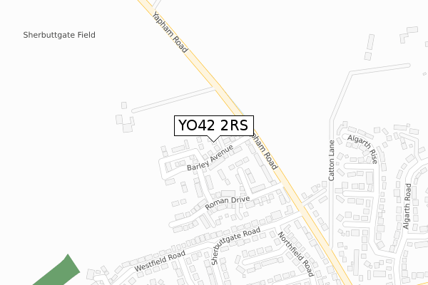 YO42 2RS map - large scale - OS Open Zoomstack (Ordnance Survey)