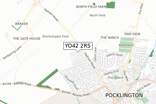 YO42 2RS map - small scale - OS Open Zoomstack (Ordnance Survey)