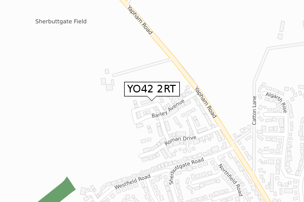 YO42 2RT map - large scale - OS Open Zoomstack (Ordnance Survey)