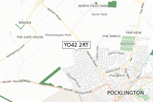 YO42 2RT map - small scale - OS Open Zoomstack (Ordnance Survey)