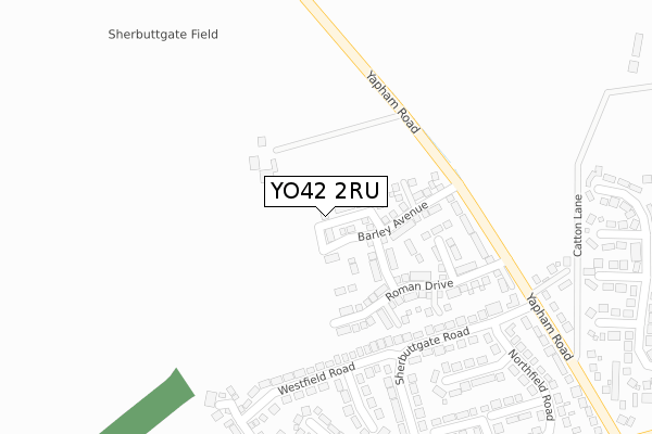 YO42 2RU map - large scale - OS Open Zoomstack (Ordnance Survey)