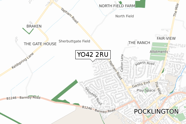 YO42 2RU map - small scale - OS Open Zoomstack (Ordnance Survey)