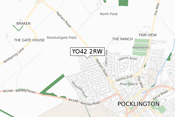 YO42 2RW map - small scale - OS Open Zoomstack (Ordnance Survey)