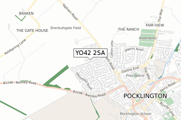 YO42 2SA map - small scale - OS Open Zoomstack (Ordnance Survey)