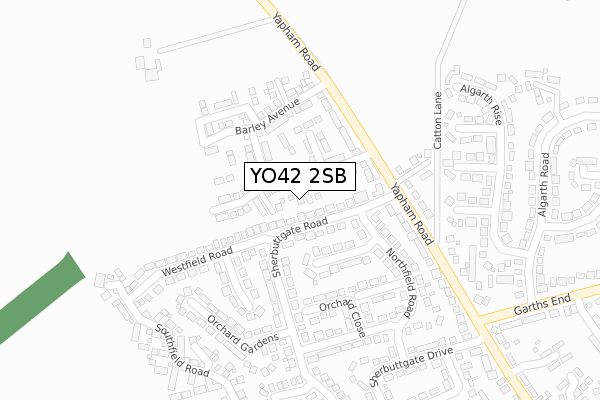 YO42 2SB map - large scale - OS Open Zoomstack (Ordnance Survey)