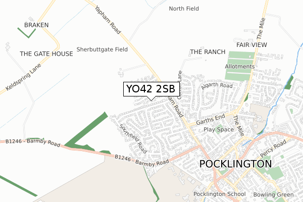 YO42 2SB map - small scale - OS Open Zoomstack (Ordnance Survey)