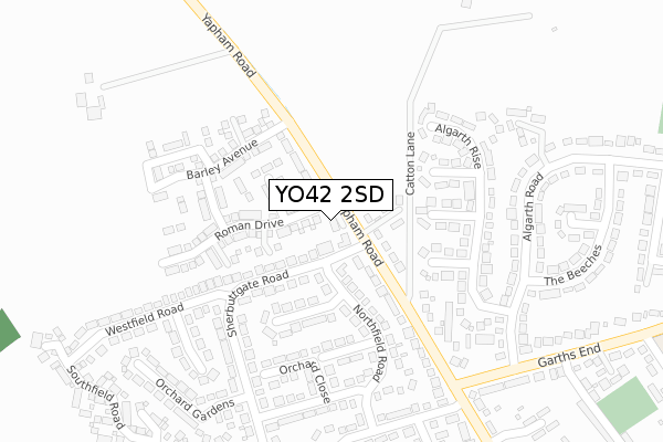 YO42 2SD map - large scale - OS Open Zoomstack (Ordnance Survey)