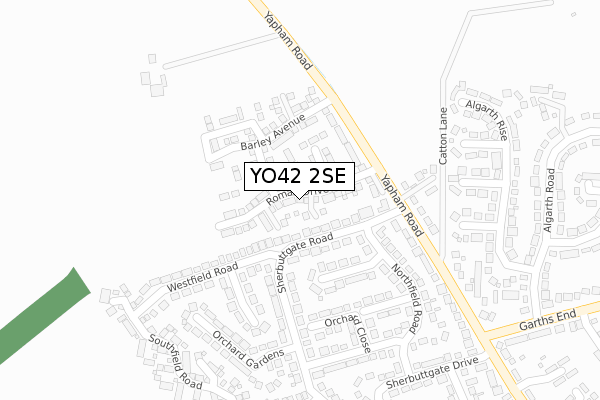 YO42 2SE map - large scale - OS Open Zoomstack (Ordnance Survey)