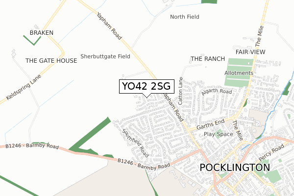 YO42 2SG map - small scale - OS Open Zoomstack (Ordnance Survey)