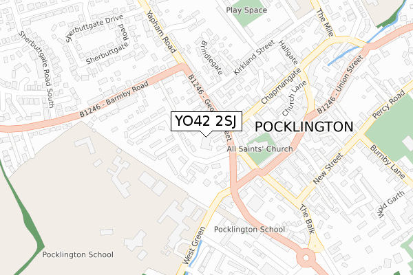 YO42 2SJ map - large scale - OS Open Zoomstack (Ordnance Survey)