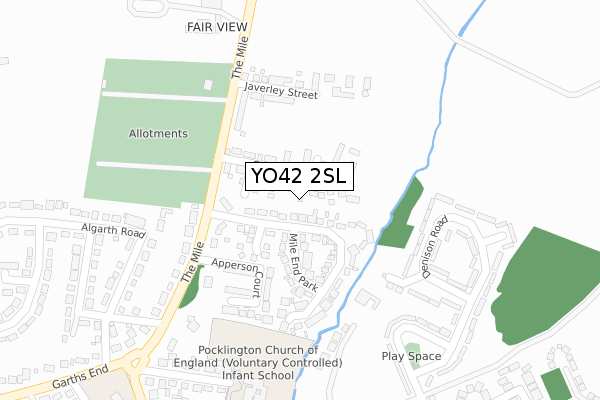 YO42 2SL map - large scale - OS Open Zoomstack (Ordnance Survey)