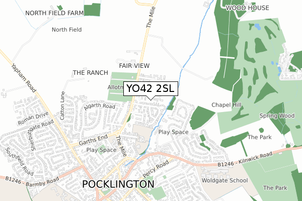 YO42 2SL map - small scale - OS Open Zoomstack (Ordnance Survey)