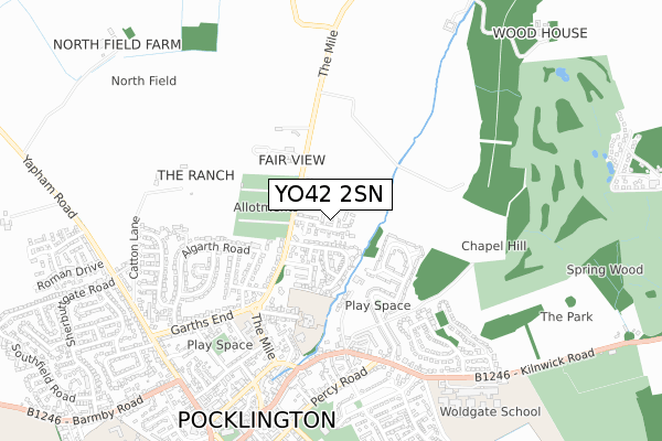 YO42 2SN map - small scale - OS Open Zoomstack (Ordnance Survey)