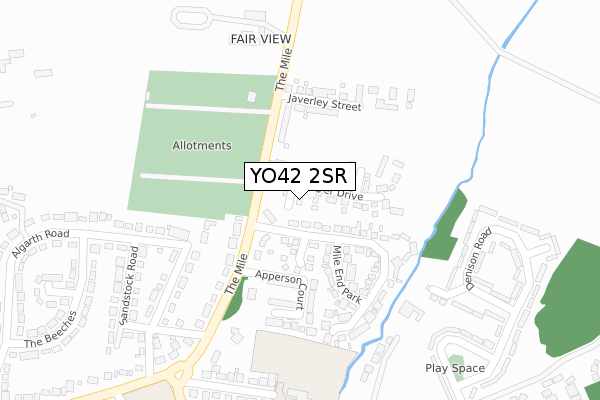 YO42 2SR map - large scale - OS Open Zoomstack (Ordnance Survey)