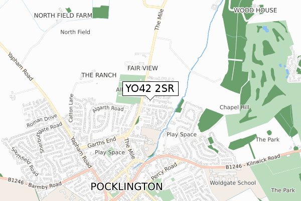 YO42 2SR map - small scale - OS Open Zoomstack (Ordnance Survey)