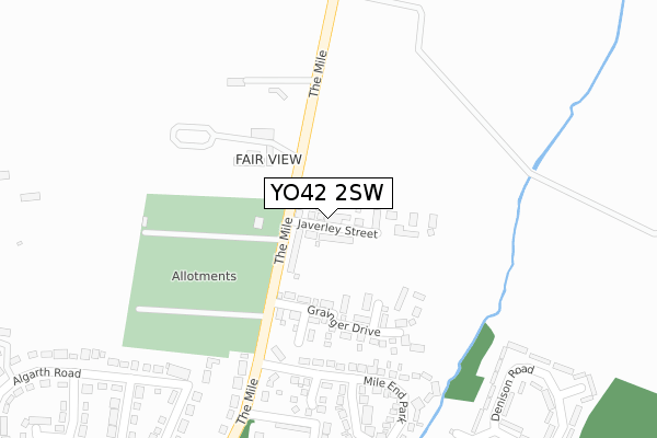 YO42 2SW map - large scale - OS Open Zoomstack (Ordnance Survey)