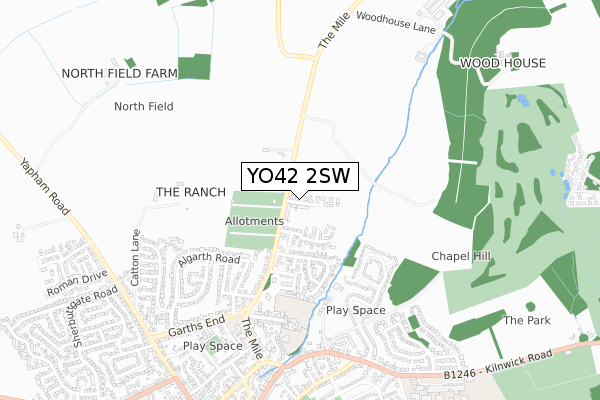 YO42 2SW map - small scale - OS Open Zoomstack (Ordnance Survey)