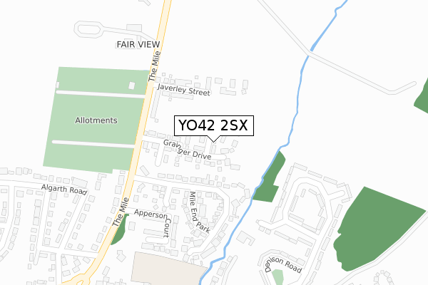 YO42 2SX map - large scale - OS Open Zoomstack (Ordnance Survey)