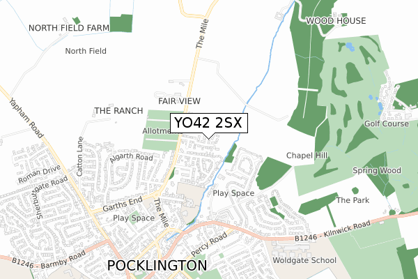 YO42 2SX map - small scale - OS Open Zoomstack (Ordnance Survey)