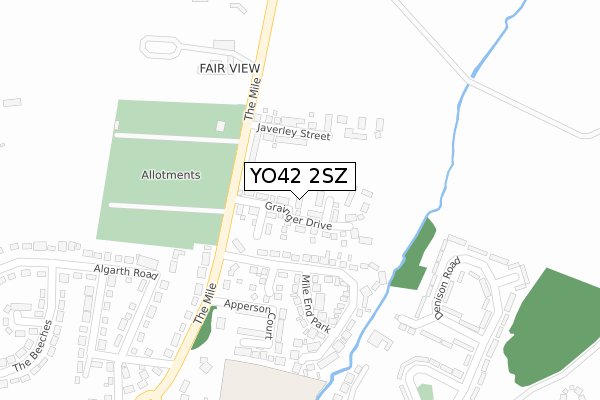 YO42 2SZ map - large scale - OS Open Zoomstack (Ordnance Survey)