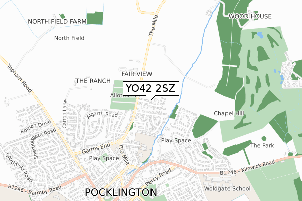 YO42 2SZ map - small scale - OS Open Zoomstack (Ordnance Survey)