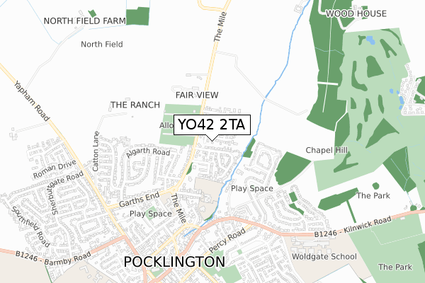 YO42 2TA map - small scale - OS Open Zoomstack (Ordnance Survey)