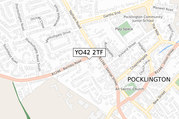 YO42 2TF map - large scale - OS Open Zoomstack (Ordnance Survey)