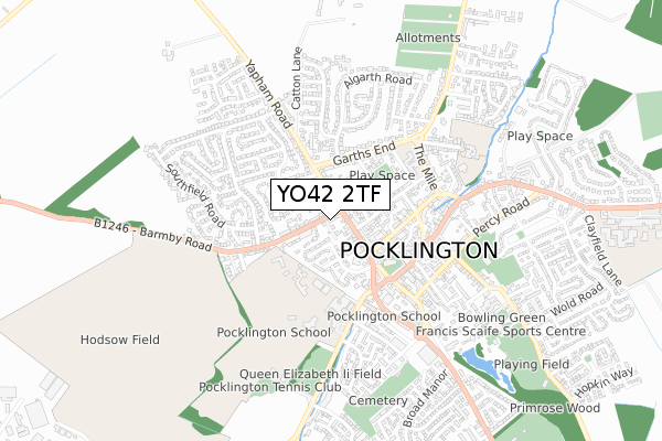 YO42 2TF map - small scale - OS Open Zoomstack (Ordnance Survey)