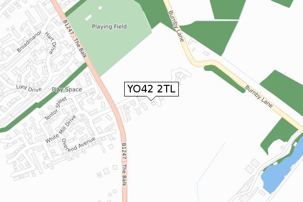 YO42 2TL map - large scale - OS Open Zoomstack (Ordnance Survey)