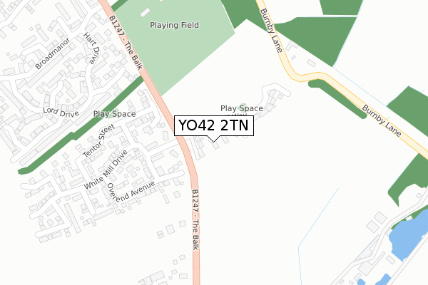 YO42 2TN map - large scale - OS Open Zoomstack (Ordnance Survey)