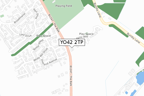 YO42 2TP map - large scale - OS Open Zoomstack (Ordnance Survey)