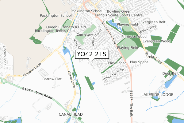 YO42 2TS map - small scale - OS Open Zoomstack (Ordnance Survey)