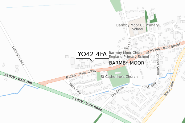 YO42 4FA map - large scale - OS Open Zoomstack (Ordnance Survey)