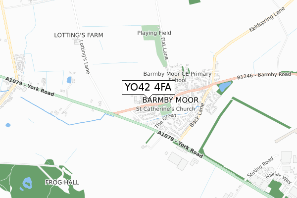 YO42 4FA map - small scale - OS Open Zoomstack (Ordnance Survey)