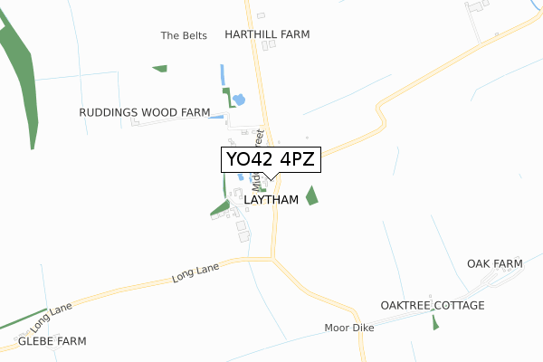 YO42 4PZ map - small scale - OS Open Zoomstack (Ordnance Survey)