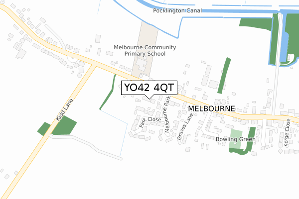 YO42 4QT map - large scale - OS Open Zoomstack (Ordnance Survey)