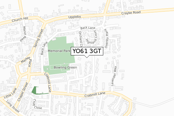 YO61 3GT map - large scale - OS Open Zoomstack (Ordnance Survey)