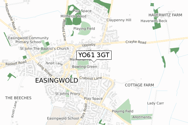 YO61 3GT map - small scale - OS Open Zoomstack (Ordnance Survey)