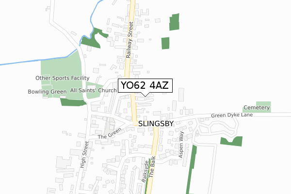 YO62 4AZ map - large scale - OS Open Zoomstack (Ordnance Survey)